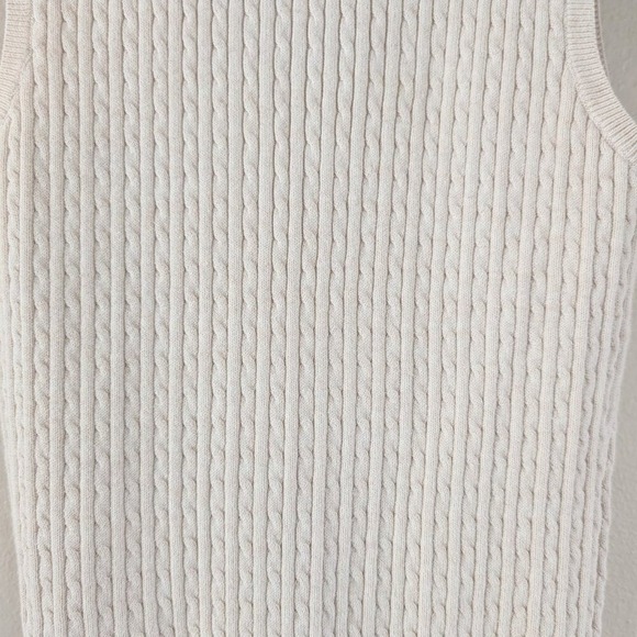 Vtg Wainscott Sleeveless Cable Knit Turtleneck Sweater M Minimalist Quiet Luxury - Picture 5 of 6